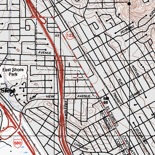 Topographic Map of El Cerrito Post Office, CA