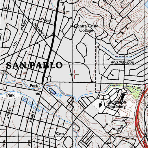 Topographic Map of El Portal Shopping Center, CA