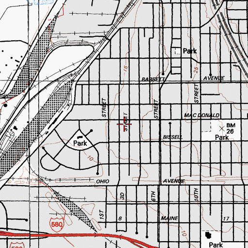 Topographic Map of Emmanuel Church of God in Christ, CA