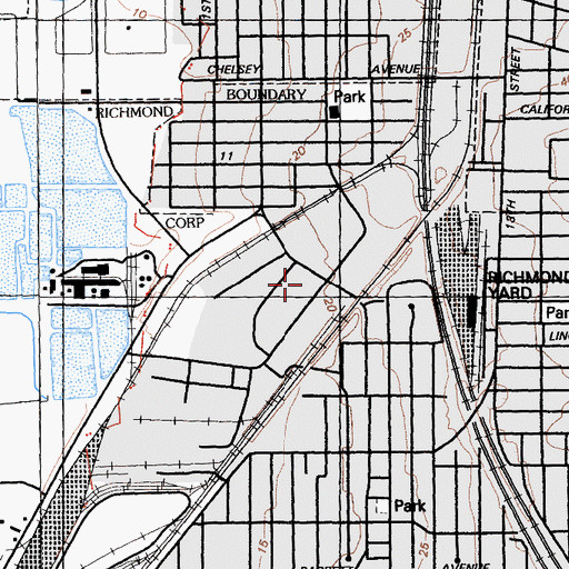 Topographic Map of Richmond Fire Department Station 62, CA