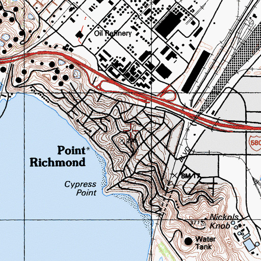 Topographic Map of First Methodist Church, CA