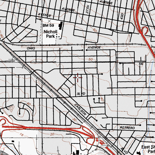 Topographic Map of First Mexican Baptist Church, CA