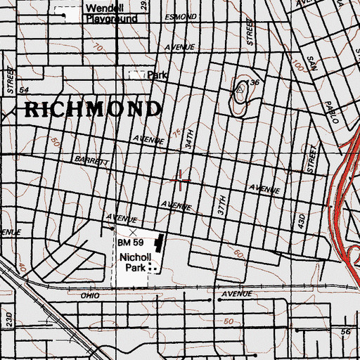 Topographic Map of First Presbyterian Church, CA