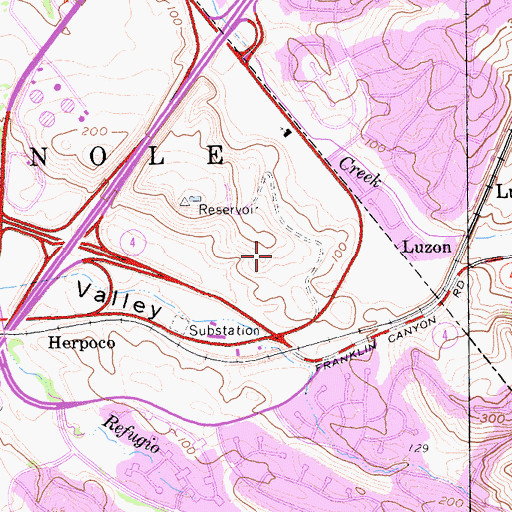 Topographic Map of Foxboro Park, CA