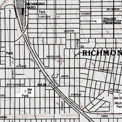 Topographic Map of Grace Baptist Church, CA