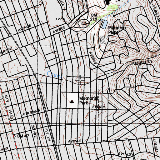 Topographic Map of Grace Lutheran Church, CA