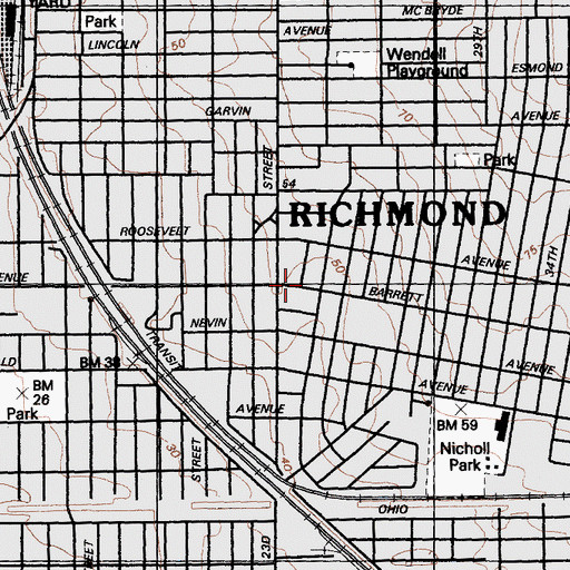 Topographic Map of Grace Lutheran Church, CA