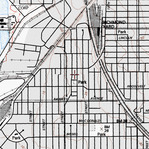 Topographic Map of Greater Faith Church of God, CA