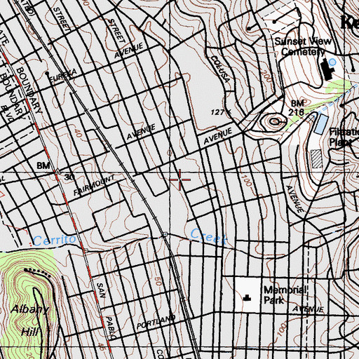 Topographic Map of Harding Park, CA