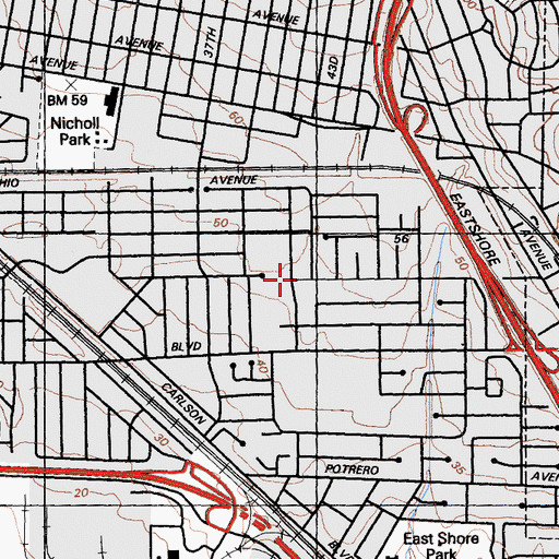 Topographic Map of Herold Memorial Baptist Church, CA