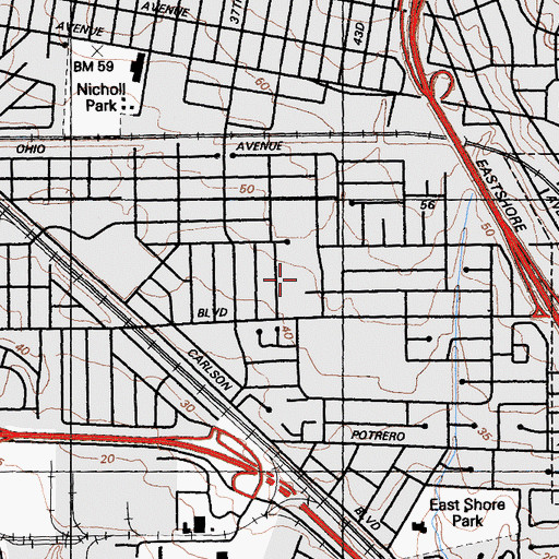 Topographic Map of J F Kennedy Park, CA