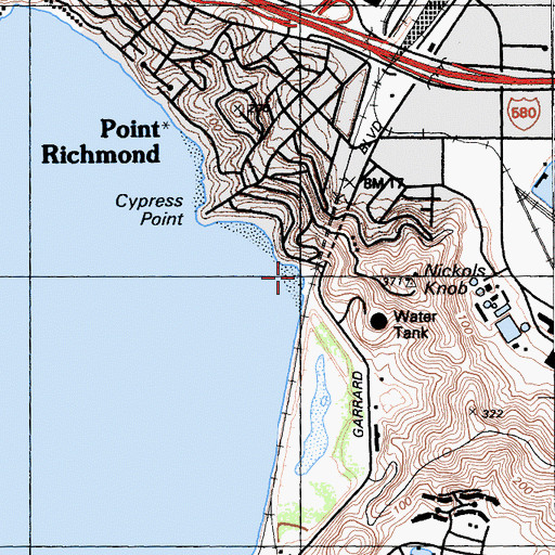 Topographic Map of Kellers Beach, CA