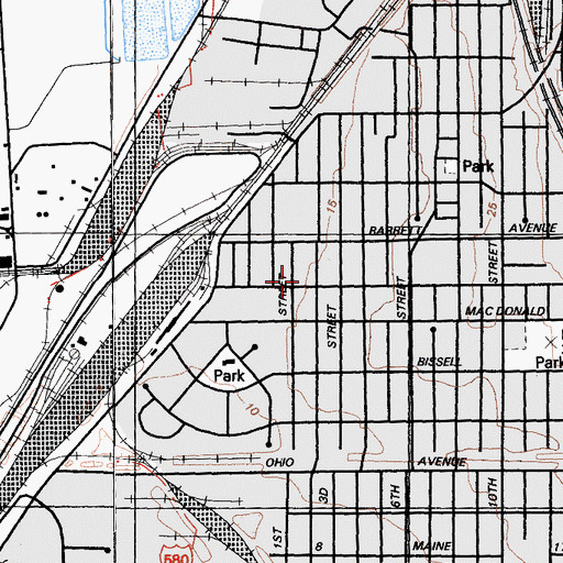 Topographic Map of Kingdom Land Baptist Church, CA