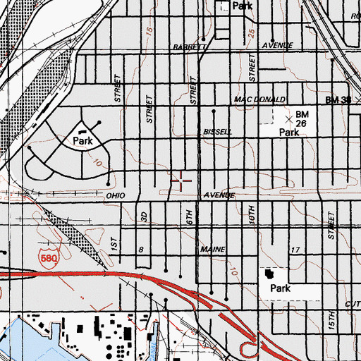 Topographic Map of Lincoln Elementary School, CA