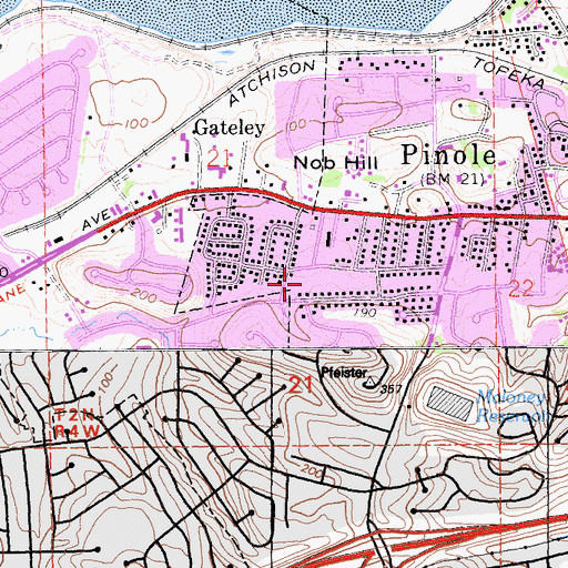 Topographic Map of Meadow Park, CA