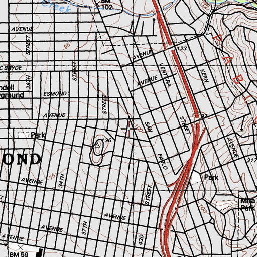 Topographic Map of Mira Vista Post Office, CA