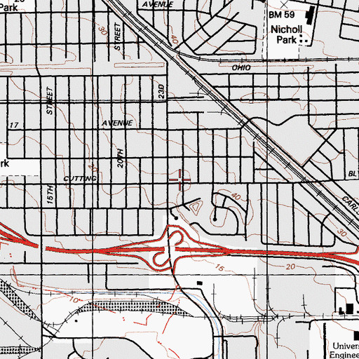 Topographic Map of Mount Olive Church of God in Christ, CA