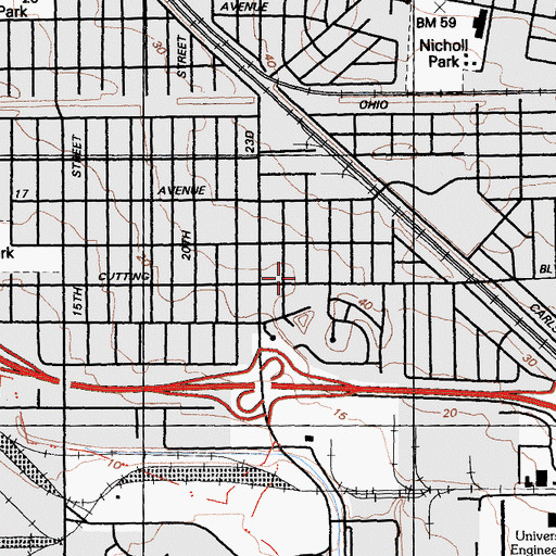 Topographic Map of Mount Olive Church of God in Christ, CA