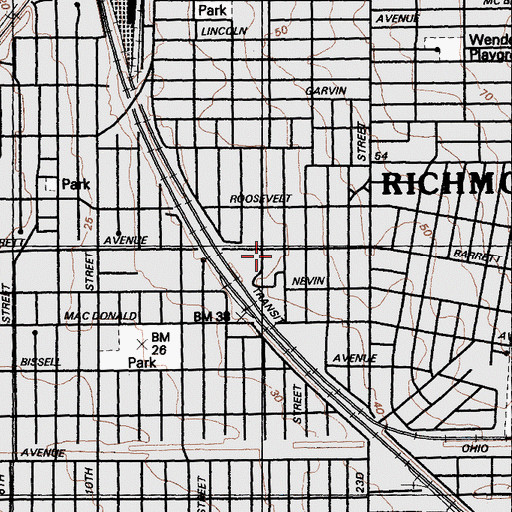 Topographic Map of Mount Olive Lutheran Church, CA