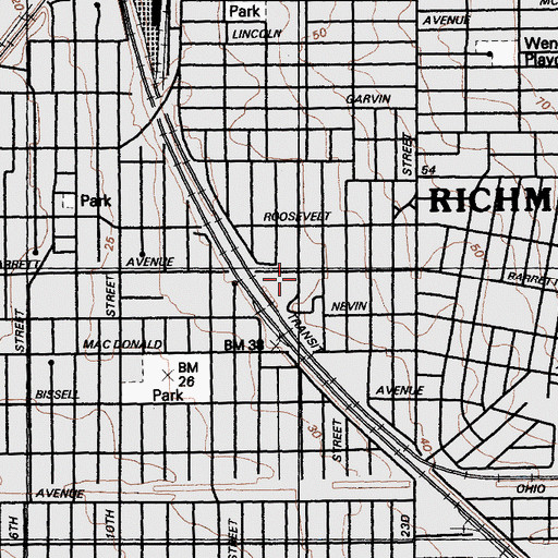 Topographic Map of Mount Olive Lutheran School, CA