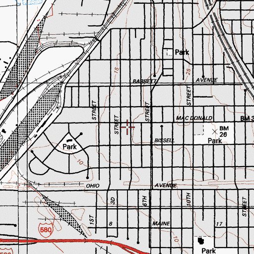 Topographic Map of Mount Zion Missionary Baptist Church, CA