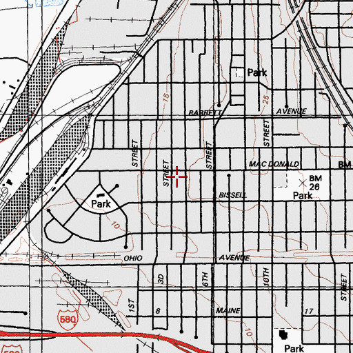 Topographic Map of Muhammad Mosque 72, CA