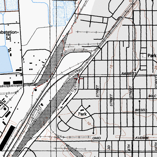 Topographic Map of Nazarene Missionary Baptist Church, CA