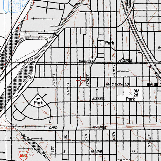 Topographic Map of Nevin Community Center, CA