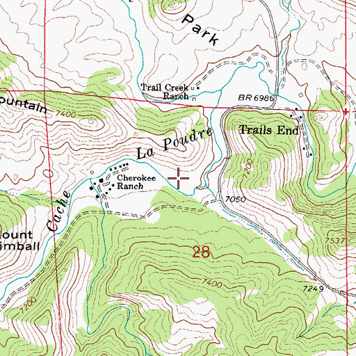 Topographic Map of Cherokee Ranch, CO