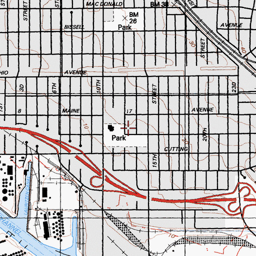 Topographic Map of Nystrom Village, CA