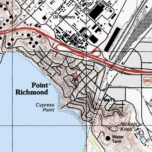 Topographic Map of Our Lady of Mercy Church, CA