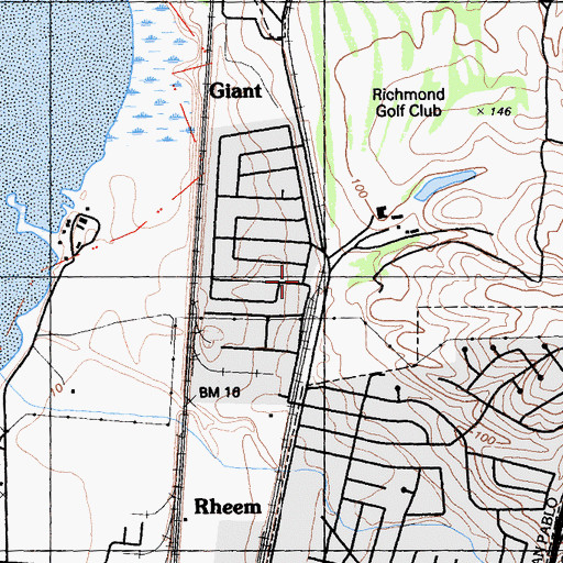 Topographic Map of Parchester Community Center, CA