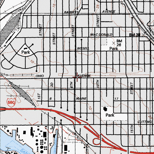 Topographic Map of Pentecostal Faith Assembly Church, CA