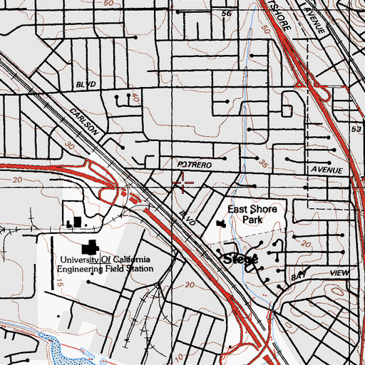 Topographic Map of Pilgrim Rest Baptist Church, CA