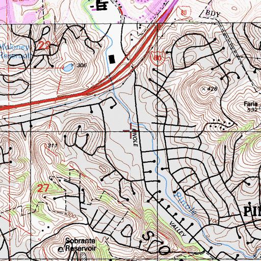 Topographic Map of Pinole Branch Contra Costa County Library, CA