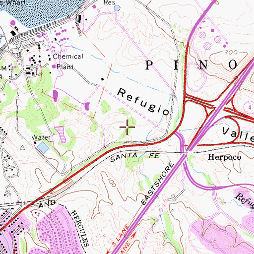 Topographic Map of Pinole-Hercules Little League Facility, CA
