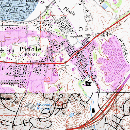 Topographic Map of Pinole Post Office, CA