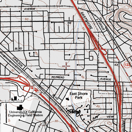 Topographic Map of Plaza One Park, CA