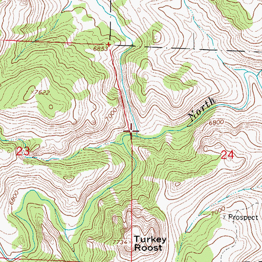 Topographic Map of Mill Creek, CO