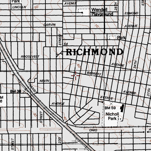 Topographic Map of Richmond Art Center, CA