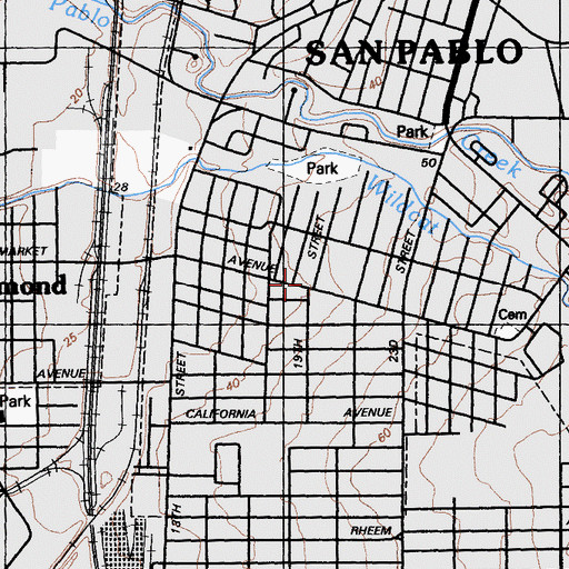 Topographic Map of Rock of Ages Missionary Baptist Church, CA