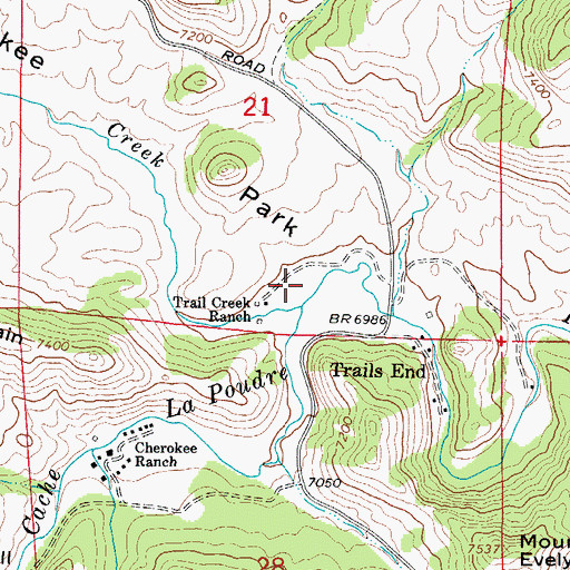 Topographic Map of Trail Creek, CO