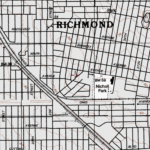 Topographic Map of Saint Cornelius Catholic Church, CA