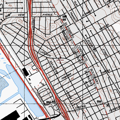 Topographic Map of Saint James Lutheran Church, CA