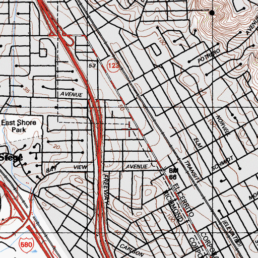 Topographic Map of Saint John the Baptist Catholic Church, CA