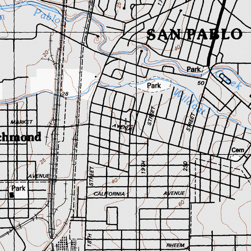 Topographic Map of San Pablo Church of God, CA