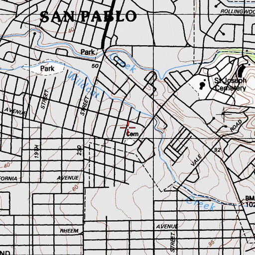 Topographic Map of Saint Pauls Roman Catholic Church, CA