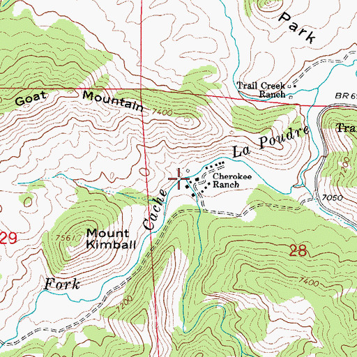 Topographic Map of Bull Creek, CO