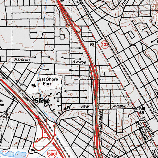 Topographic Map of Saint Peters Methodist Church, CA