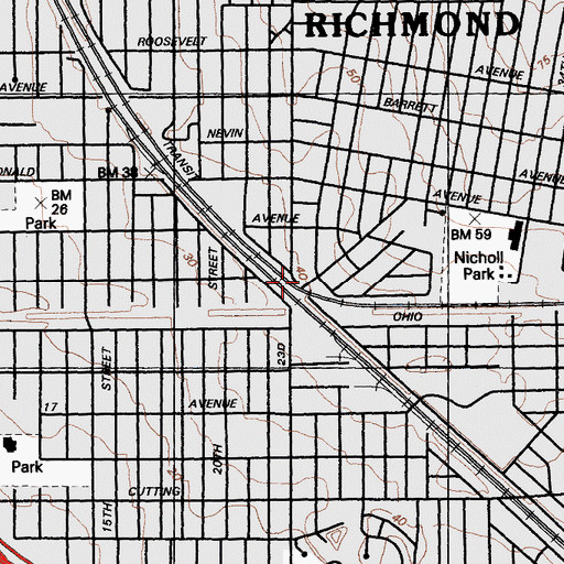Topographic Map of Station A Richmond Post Office, CA